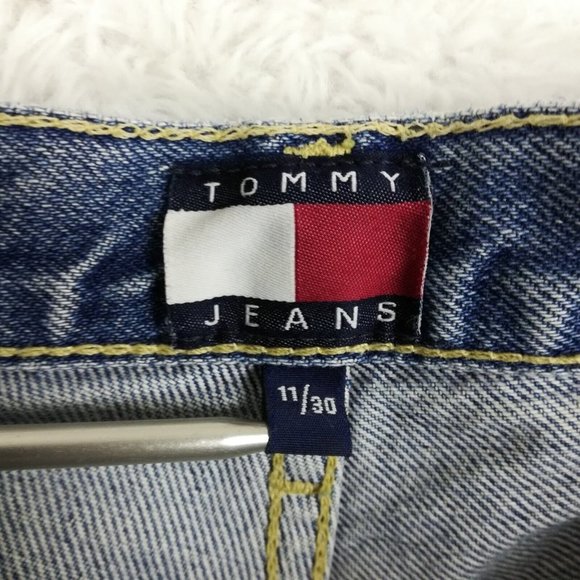 Vintage Tommy Hilfiger Womens Jeans Straight Leg Denim Flag Spellout‎ Logo 30 - Picture 12 of 12